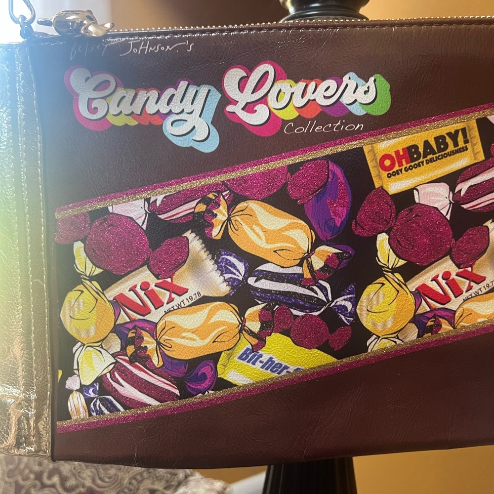 Betsy Johnson Purple and Red Crossbody Bag with Vibrant Design - Picture 4 of 9